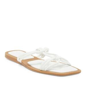Azalea Wang Stetson Women Flat Sandal Size 9 White Minimalist Strappy Padded New